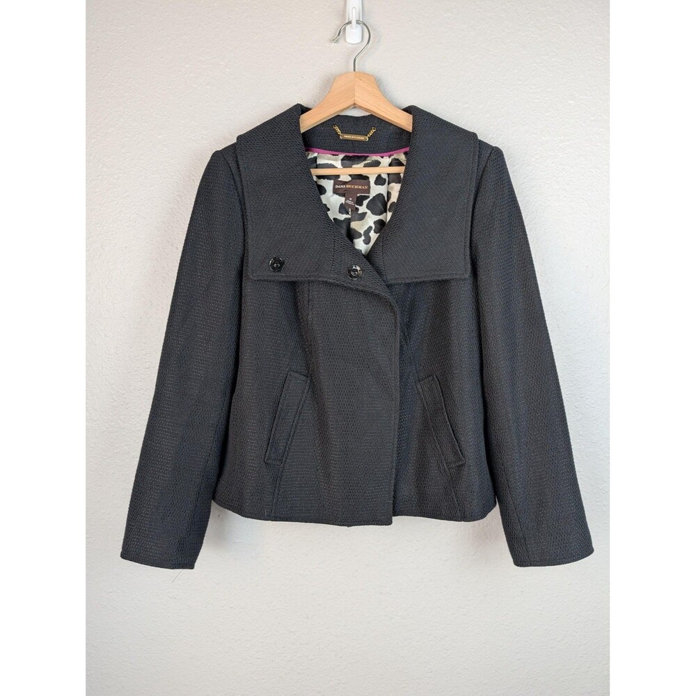 Dana Buchman Jacket Womens Medium Textured Button Front Lined Coat Layering